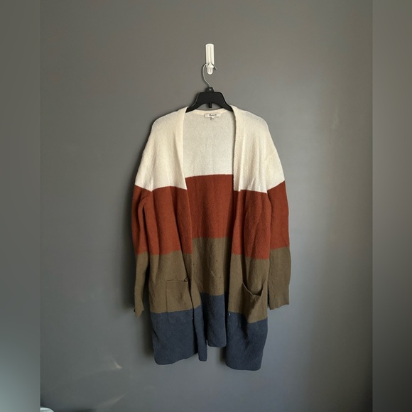 Madewell Kent Colorblock Long Cardigan Womens Size Medium - Picture 2 of 5